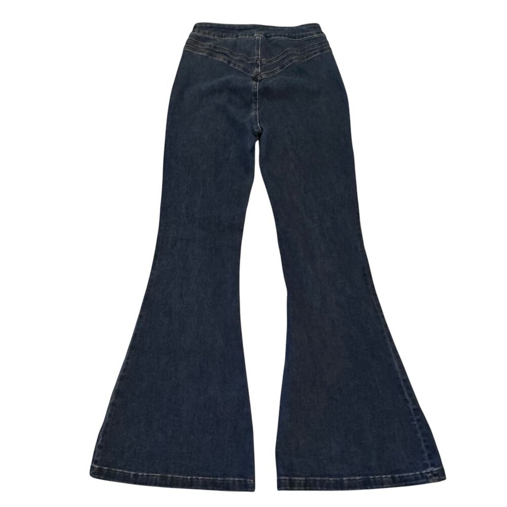 NWT DRIFTWOOD JEANS Medium Wash Veda X Harmony Flare Leg Jeans Size 28 - Picture 5 of 14